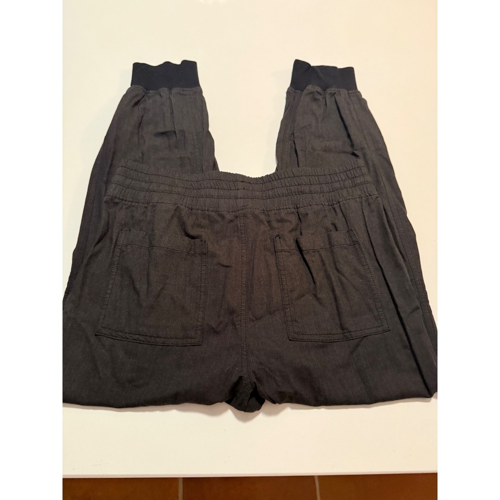 Zara Joggers Womens L Black Linen Blend Drawstring Elastic Waist Tapered Pants